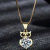 Collana con ciondolo a forma di gufo Collane animali con zirconi cubici placcati in oro 18 carati per gioielli di moda per ragazze da donna