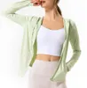 Lu-159 Women's Jacket Breathable Quick Dry Yoga Sports Coat Running Fitness Shirt Long Sleeve Sports Top Gym Clothes Women Workout Hooded Cardigan