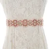 Strass per le foglie di nozze Strass Bridal Belt Perle Simple Crystal Sash Oro rosa per abiti da sera J175RG