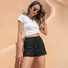 Été taille haute cordon mini shorts femmes lâche plus taille jogging fitness couleur unie femme sexy shorts 210608