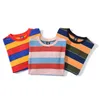 Bolubao Sommar Brand Casual Washed T-shirts Män Tappning Kontrast 100% Bomull Toppar Striped Fashion Male T Shirt 210707