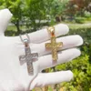 Hanger Kettingen Hip Hop Bling Zirkoon Jesus Cross Ketting Goud Kleur Ketting Voor Vrouwen Mannen Gothic Sieraden Accessoires256R