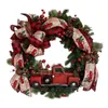 Decorative Flowers & Wreaths Rustic Rattan Wreath Red Truck Fall Front Door Artificial Christmas Garlands With Ribbon Bow Festive Farmhouse