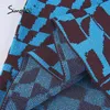 T-shirt da donna slim scozzese Y2K lavorata a maglia Canotta vintage casual moda streetwear senza maniche blu top corti 210414