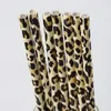 Cannucce di plastica Cannucce di leopardo marrone chiaro Stampa alla moda Cannuccia dritta Forniture per ristoranti e bar riutilizzabili