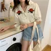 Comelsexy Dames Chique Blouse Floral Femme Gentle Short Shirts Office Lady High Taille Streetwear Summer Tops 210515