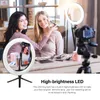 6 "RING LIGHT LED DESKTOP SELEFIE USB LEDS Desk Camera Ringlights 3 Färger Lighting With Tripod Stand Cell Phone Holder och för fotografering Makeup live streaming