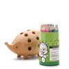 Nordic Arts and Crafts Studio Decoration Children's Penholder Solid Wood Carving Hedgehog Decoration Small Gift 210811