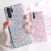 Luxury Glitter Bling Phone Fodraler för Huawei P40 P30 P20 Lite Pro Mate 30 20 Pro Lite Soft Epoxy Ljus glänsande baksida