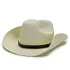 Män Västra Cowboy Summer Beach Sun Cap Outdoor Women Wide-Brimmed Jazz Kepsar Sombrero de Paja Hombres