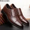 Trouwjurk Oxford Brown Shoes for Men Business Suit Leather Office 2021 Zapatos HOMBRE