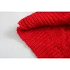 Осенью и зимняя ретро ленивый красный поворот вязаный свитер свободного круглого шеи пуловер весь матч Топ 210521