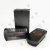 MOQ 100 Sets OEM Customize LOGO Hair Brush Beard Comb SetBlack Color Facial Grooming Kits with Custom Box for Man Beards Care Kit