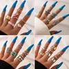 Vintage Punk Herz Ring Set Für Frauen Retro Gothic Alte Gold Silber Farbe Blume Schmetterling Finger Ringe Schmuck G1125