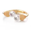 Natural Freshwater Pearls Two Round Shape Pearl Metal Beads Adjustable Bracelets Charm Jewelry Accessories Gift Bangle