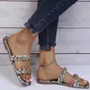 Rimocy Metal Chain Strap Women Slides Flat Summer Outdoor Beach Female Slippers Snake Pattern Open Toe Casual Flip Flops Shoes 210528