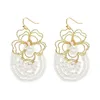 Boho ethnische handgemachte bunte Perlen Ohrringe für Frauen Retro Gold Farbe hohle Blume baumeln Ohrring Schmuck 2021