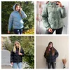 2022 짧은 겨울 재킷 파카 코트 코트 후드 단단한 가을 코트 따뜻한 복어 재킷 여성 의류