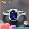 Trendy Aquamarine Amethyst Rings 925 Sterling Gemstone Silver 925 Ring Natural For Jewelry Blue Sapphire Ring Party