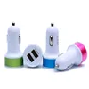 Högkvalitativa dubbla portar 2.1A Metal Car Charger Colorful Micro USB Plug -adapter