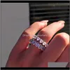 Ringen Drop Levering 2021 Vintage Mode-sieraden Princess CZ Diamond Eternity Iced Out Out Bruiloft Engagement Ring voor Dames Gift TDZ14