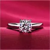 18K Classic 1.2CT Белые позолоты Большие CZ Diamond Rings Top Digit 4 Prong Bridal Обручальное кольцо для женщин