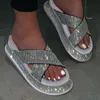 Bling Mulheres Chinelos 2021 Sapatos de Praia de Verão Moda Sexy Cross Strass Feminino Slides Bela elegante Sandálias Senhoras