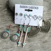 Bohemisk stil vintage örhängen uppsättning för kvinnors produkter 2021 Feather Arrow Moon Heart Metal Acrylic Dangle Earring Chandelier
