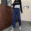 Frauen Plaid Gedruckt Harem Hosen Frühling Herbst Mode Weibliche Hohe Taille Lose Hose Gerade Hosen Streetwear Jogginghose 210423