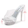 stripper heels Women Sandal Female Model T Station Catwalk Sexy Crystal Transparent Shoes High Heels Sandals strips pole dance X0526