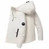 velvet thick warm jacket Neutral minimalism pure color Korean slim hooded mid-length casual men's simple coat top 210526