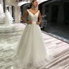 BOHO A LIGNE DACE Robe De Mariée Robes de mariée Appliques Balayer Train Backless Tulle Beach Robes De Mariée Plus Taille