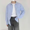 IEFB Lente Lange Mouw Shirt Heren Losse Causal White Shirts Koreaanse Streetwear Fashion Blue Oxford Fabric Tops 9Y6945 210524