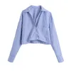 Moda con tasche Camicette a righe a righe Donna Dolce manica lunga abbottonata Camicie femminili Blusas Chic Top Abbigliamento casual 210430