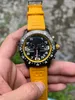 Toppkvalitet Casual Watch Black Dial VK Batteri Chronograph Quartz Rörelse Armbandsur Män Klockor på Orange Rubber Strap DP Factory