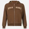 Brown Jacket Zipper Hoodies Kvinnor Broderibroderi Hooded Drawatring Jackor Kvinna Y2K Fickor Vår Casual Streetwear 210518