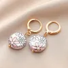 Damesmode Barokke Pearl Dangle Oorbellen Elegante 18K Gouden Vlinder Rose Flower Gedrukt Vrouwelijke Oorbel Sieraden Groothandel