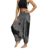 Calças femininas capris estampa casual thai harem calças boho feminina solta cintura alta calça de moletom streetwear roupas femininas harajuku