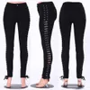 Streetwear Side Lace Up Jean Plus Taille Skinny Femme Taille haute Bandage noir Push Denim Crayon Pantalon harajuku 210629