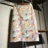 Qiukichonson paljett blyerts kjol kvinnor 2021 h￶g midja sommar virkning spets minikjolar vintage blommor kommer att tyll