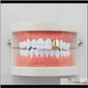 Grillz, Body Drop Delivery 2021 Hip Hop Single Metal Gold Color Tooth Cap smycken Glossy Simple Grillz Women Fashion Dental Grills Accessorie