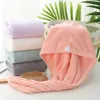 Enveloppe sèche pour cheveux en microfibre Serviettes de séchage Capuchon de soin Enveloppé Bonnets de bain Bouton Original Magic Instant Women Super Absorbant Séchage rapide H-0085