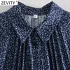 Women Vintage Floral Print Pleated Shirt Dress Femme Chic Turn Down Collar Casual Loose Business Mini Vestido DS5079 210420