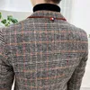 Męskie Garnitury Blazers Style Brytyjska Plaid Blazer Dla Mężczyzn Kurtka Dorywczo Woolen Suknia Ślubna Płaszcz Pojedynczy Biznes Mężczyzna Przycisk Koszt Veste