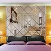 Rhombus Mirror Wall Stickers Living Room TV Backdrop DIY Art Wall Decor Home Entrance Mirror Acrylic Wall Stickers Decoration 201130