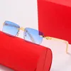 Quadrado Mens Sunglasses Designer Mulheres Sunglass Metal Carti Logo Design Ouro Vermelho Espelho Anti-UV Madeira Buffalo Horn Óculos Discolora321b