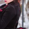 Vintage gotische schwarze und rote viktorianische Hochzeitskleid mit langem Ärmeljacke 2022 Floral Trubelgerechte Rock Lace-up Korsett Herbst Winter Brautkleider Brautkleider