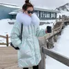 Mode Glänsande Kvinnor Dam Jacka Koreansk Loose Oversized Down Coat Vinter Tjock Varm Ultra Light White Duck Outwear 210419