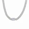 Rektangel Charm Neckalce Cubic Zircon CZ Miami Kubansk Länk Kedja Kvinnor Choker Guld Silver Färg Iced Out Rock Fashion Smycken