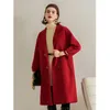 High-end dubbelzijdige kasjmier wollen lange jas dames herfst mode elegante bovenkleding vrouwelijke winter losse wollen jas 210930